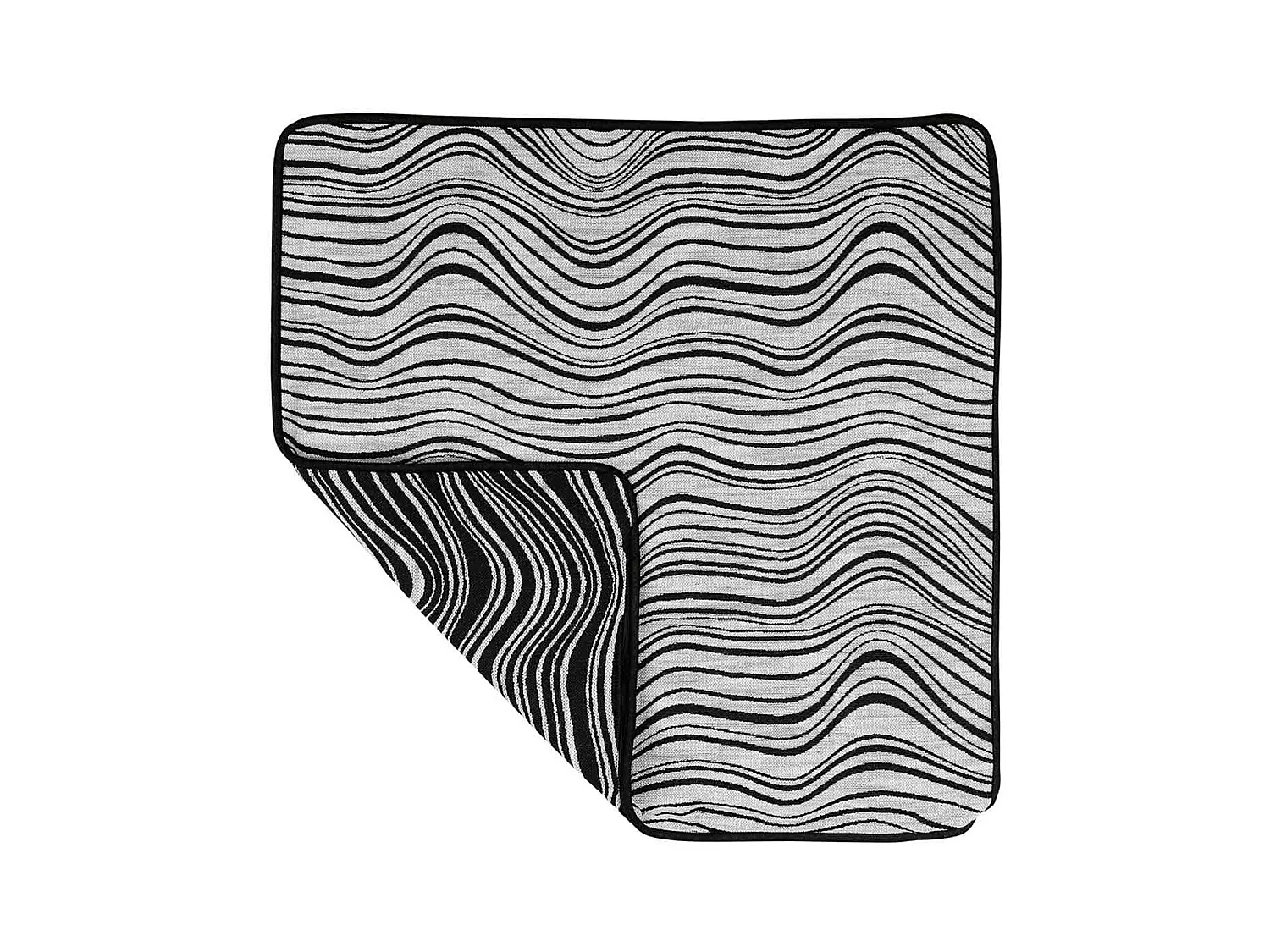 Housse de Coussin à Vagues Noir & Blanc