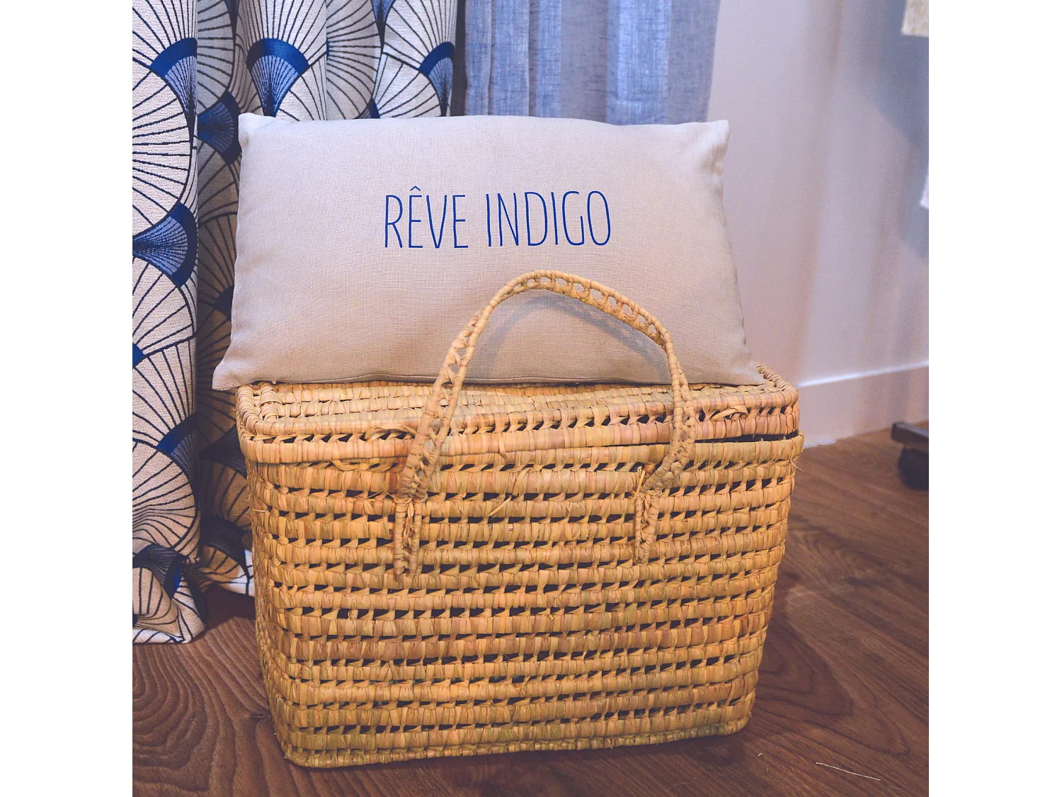 Coussin imprimé Indigo