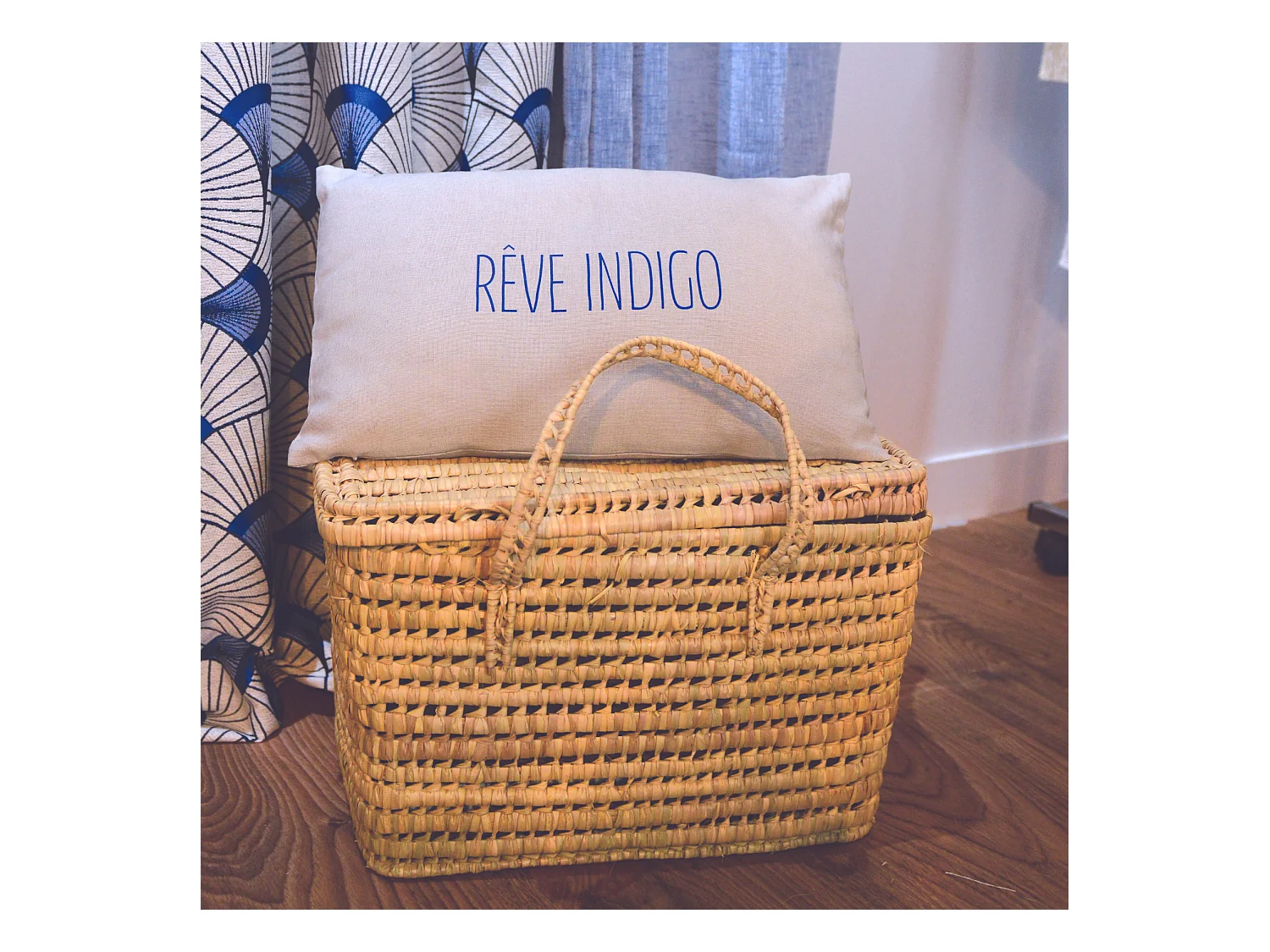 Coussin imprimé Indigo