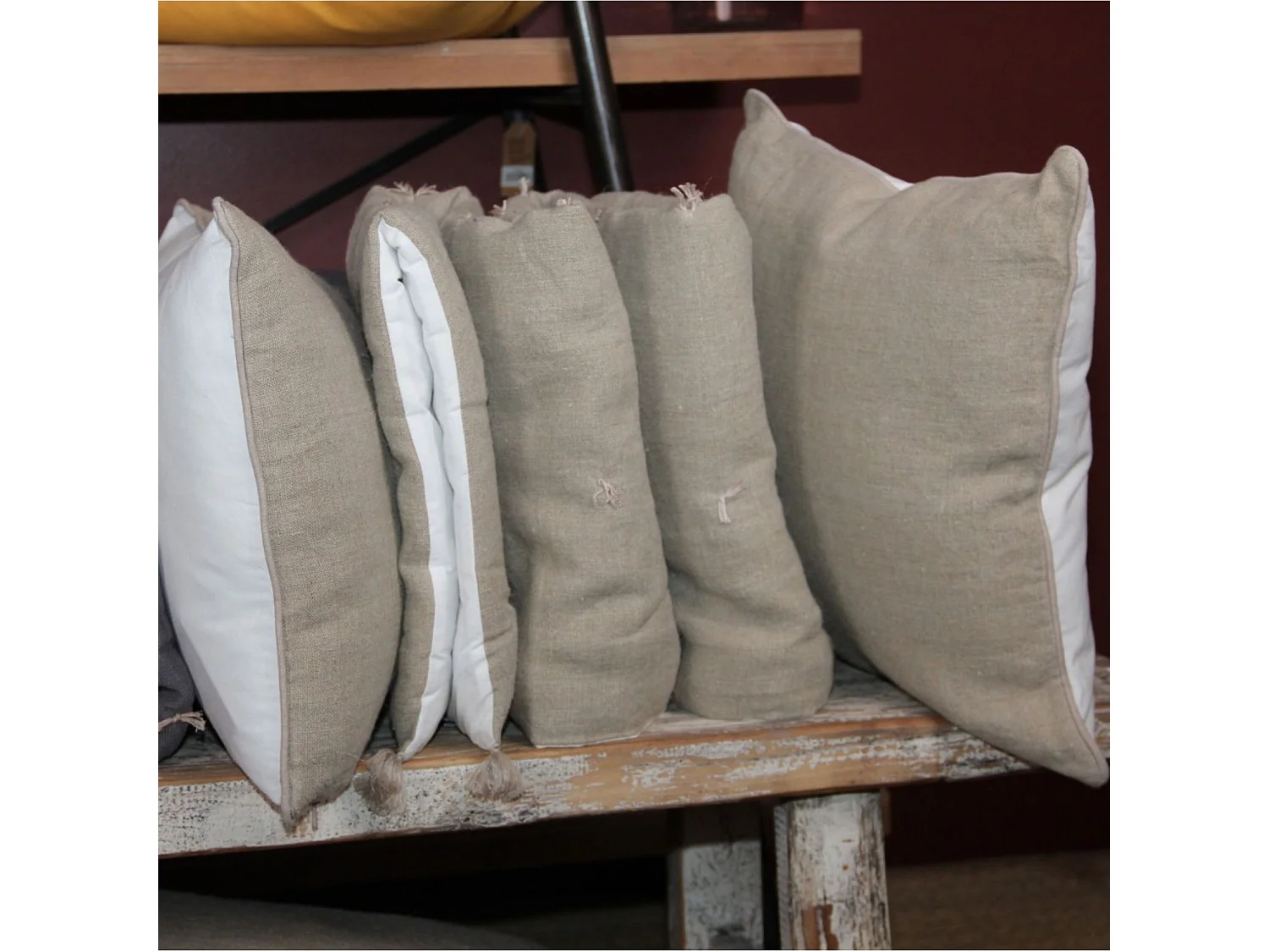 Coussin lin et coton bourdon