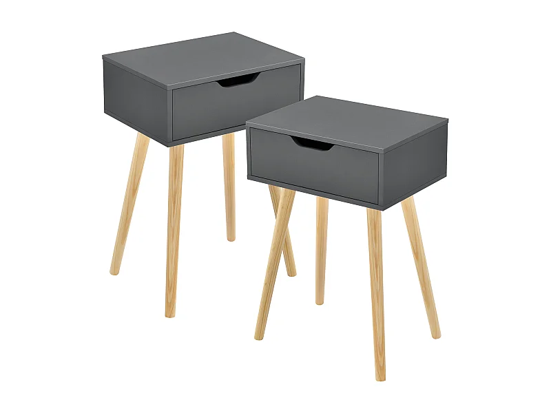Lot de 2 tables d'appoint Östersund 60 x 40 x 30 cm gris foncé [en.casa]