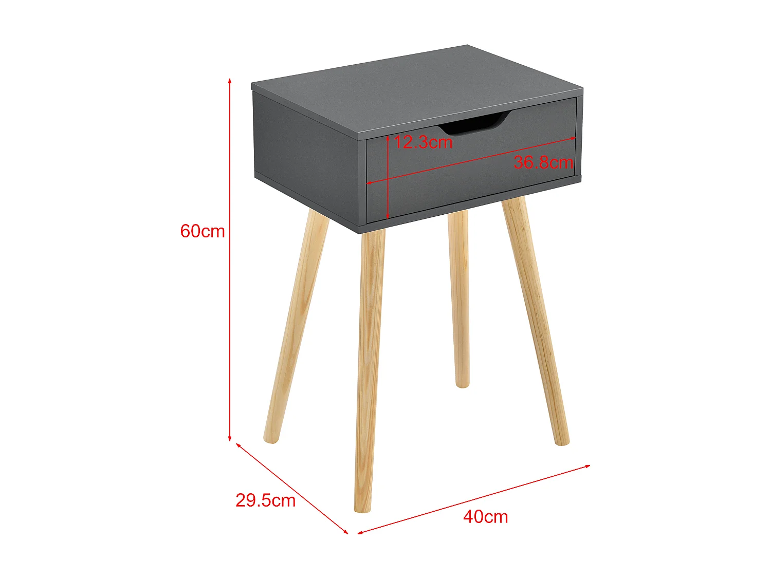 Lot de 2 tables d'appoint Östersund 60 x 40 x 30 cm gris foncé [en.casa]