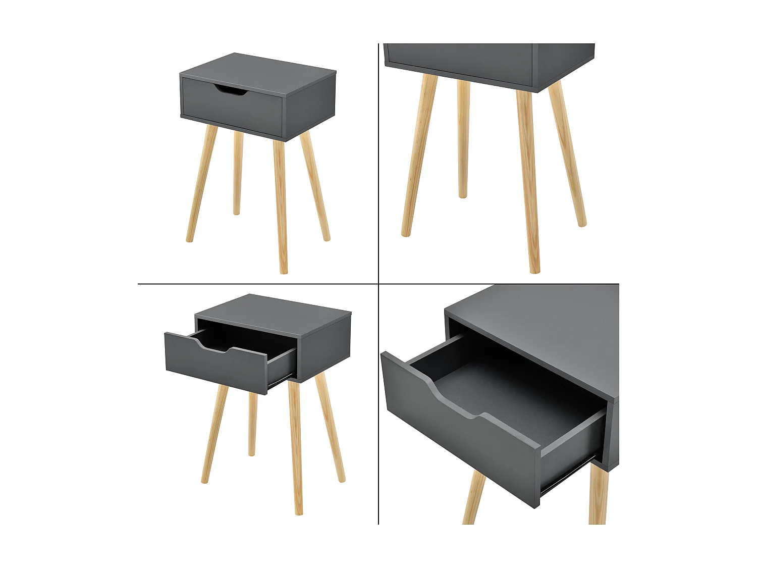 Lot de 2 tables d'appoint Östersund 60 x 40 x 30 cm gris foncé [en.casa]
