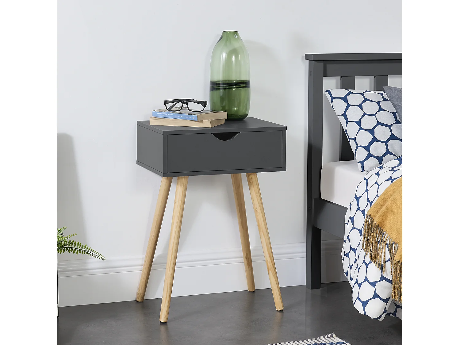 Lot de 2 tables d'appoint Östersund 60 x 40 x 30 cm gris foncé [en.casa]