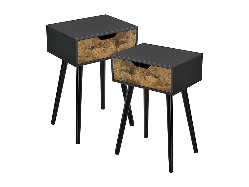 Lot de 2 tables d'appoint Östersund 60 x 40 x 30 cm noir effet bois foncé [en.casa]