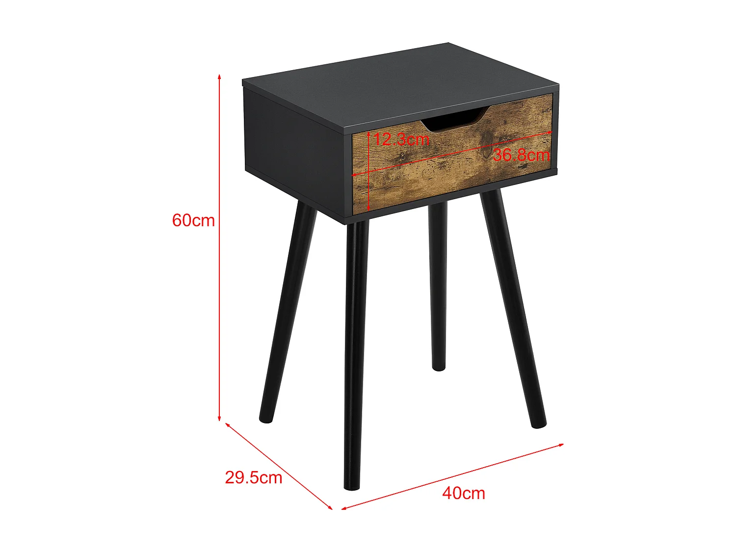 Lot de 2 tables d'appoint Östersund 60 x 40 x 30 cm noir effet bois foncé [en.casa]