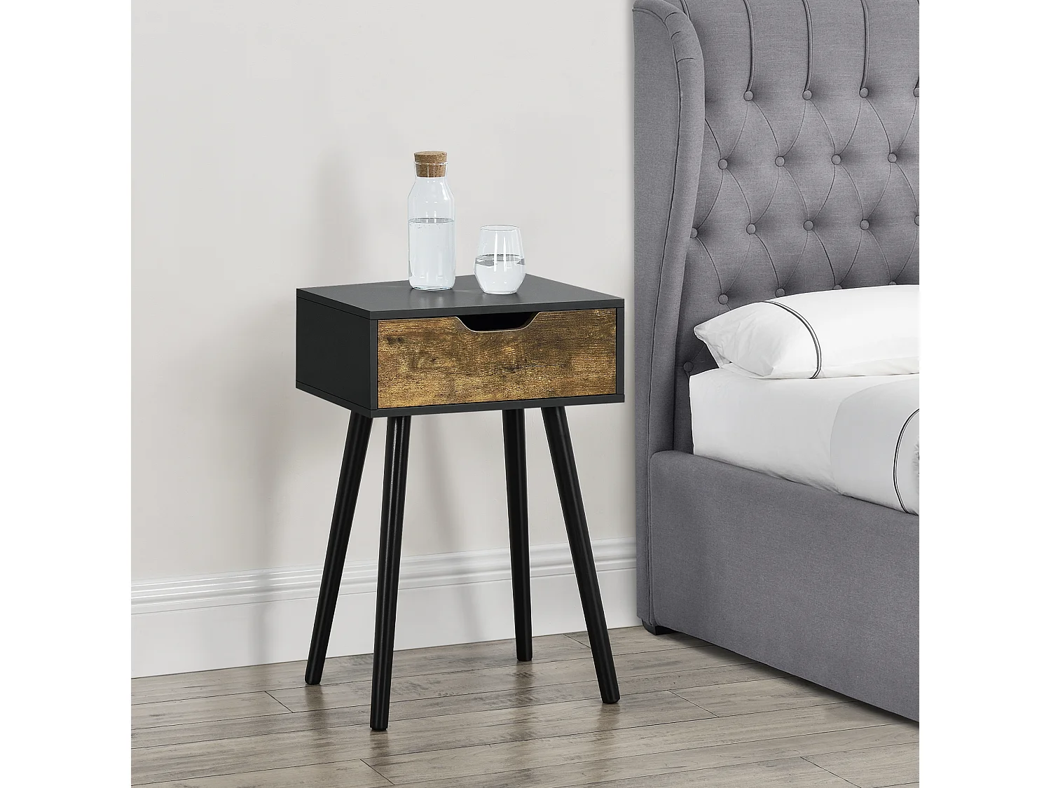 Lot de 2 tables d'appoint Östersund 60 x 40 x 30 cm noir effet bois foncé [en.casa]