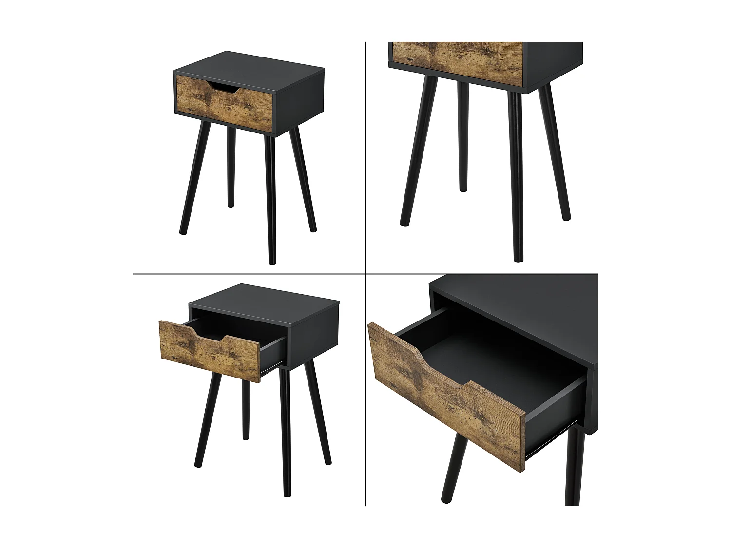 Lot de 2 tables d'appoint Östersund 60 x 40 x 30 cm noir effet bois foncé [en.casa]