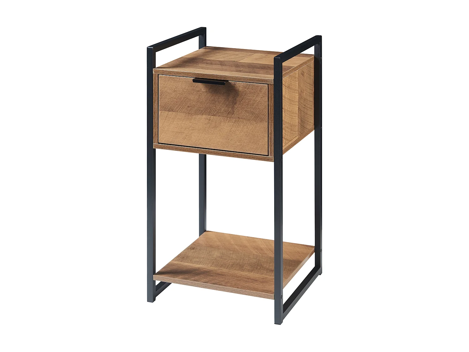 Table d'appoint Namsskogan panneau de particules métal 62 x 33 x 32 cm effet noyer noir [en.casa]