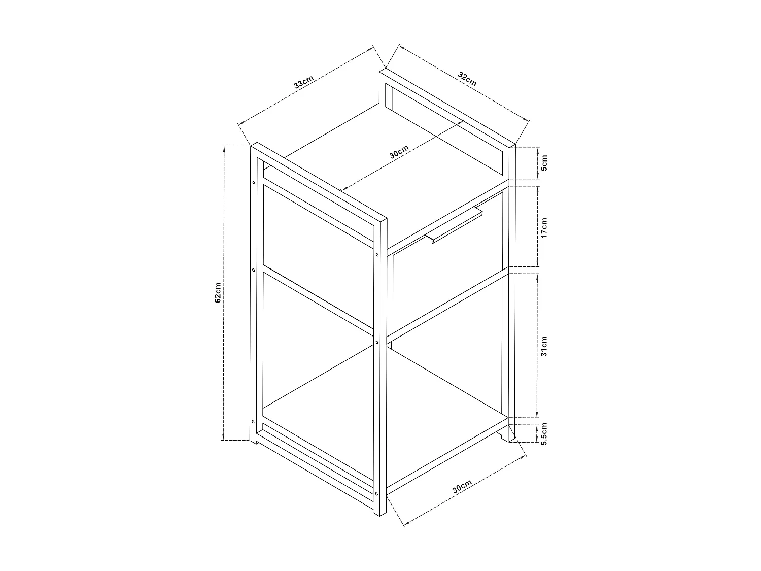 Table d'appoint Namsskogan panneau de particules métal 62 x 33 x 32 cm effet noyer noir [en.casa]