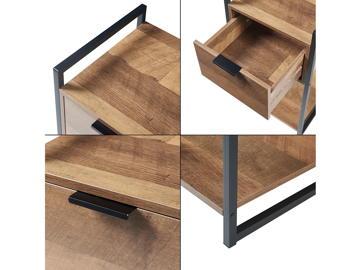 Table d'appoint Namsskogan panneau de particules métal 62 x 33 x 32 cm effet noyer noir [en.casa]