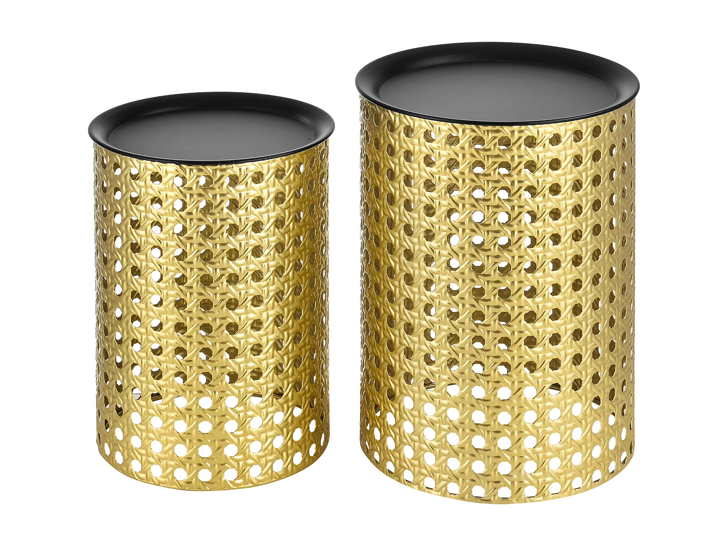 Lot de 2 Tables Basses Theux Rondes Différentes Tailles Noir Doré [en.casa]