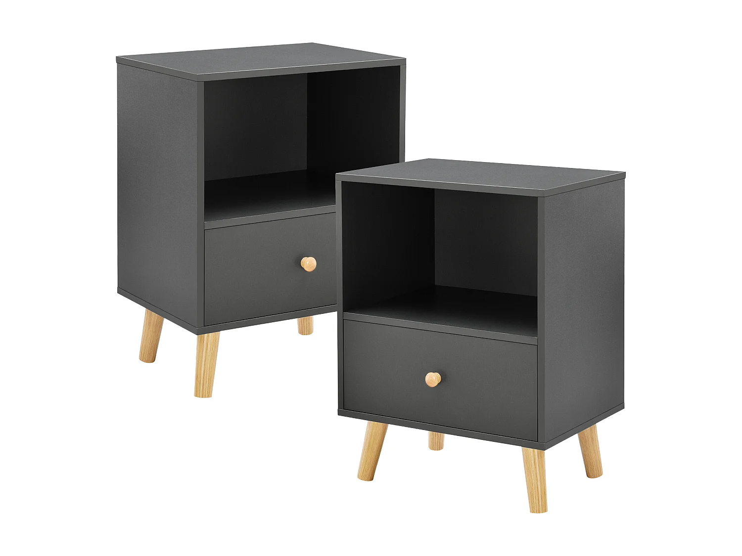 Lot de 2 tables d'appoint Sundsvall 54 x 40 x 30 cm gris foncé [en.casa]