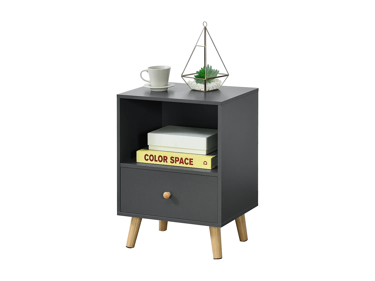 Lot de 2 tables d'appoint Sundsvall 54 x 40 x 30 cm gris foncé [en.casa]