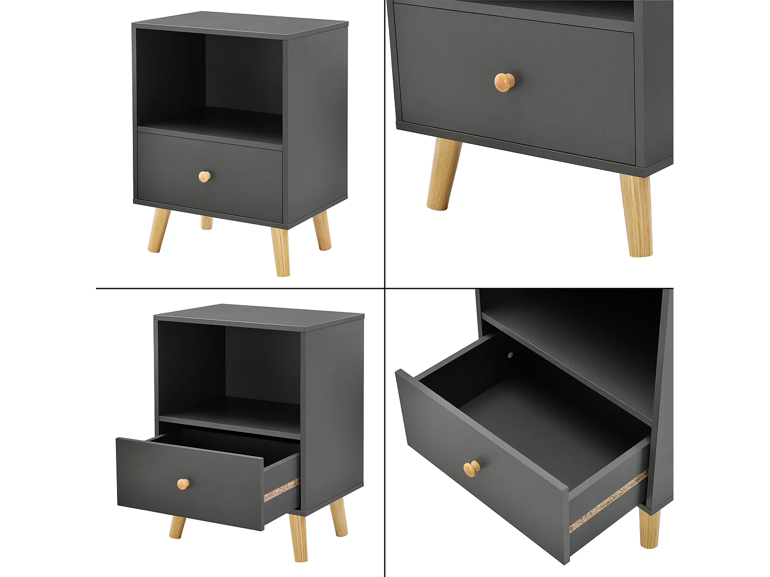 Lot de 2 tables d'appoint Sundsvall 54 x 40 x 30 cm gris foncé [en.casa]