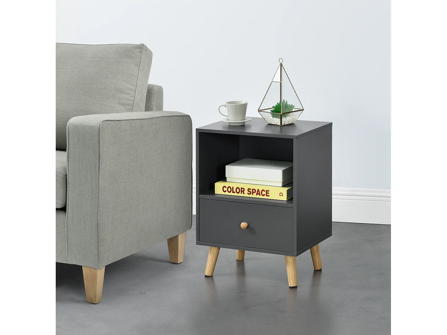 Lot de 2 tables d'appoint Sundsvall 54 x 40 x 30 cm gris foncé [en.casa]