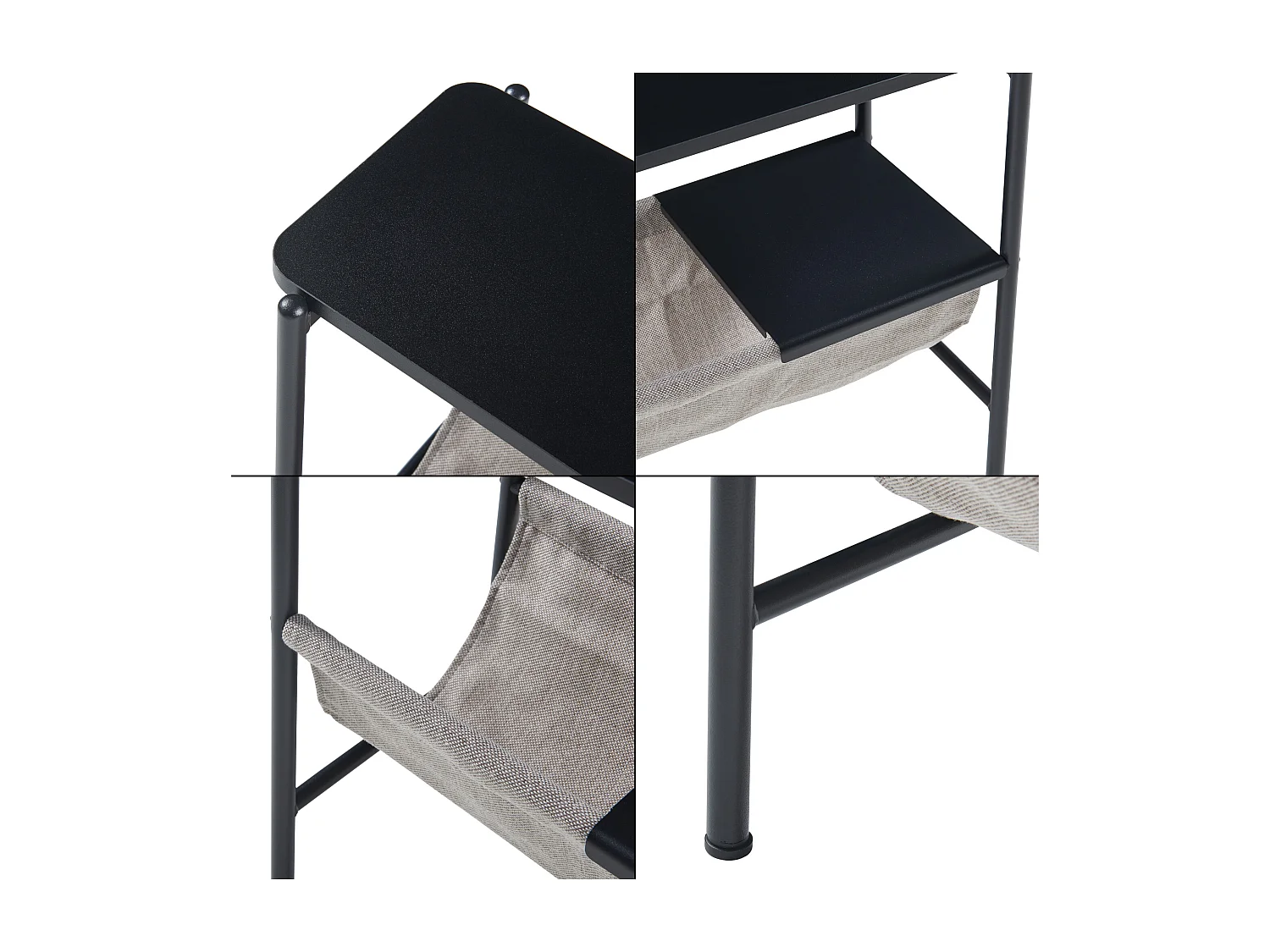 Table d'appoint Samnanger avec porte-revues 60 x 28 x 53 cm noir gris [en.casa]