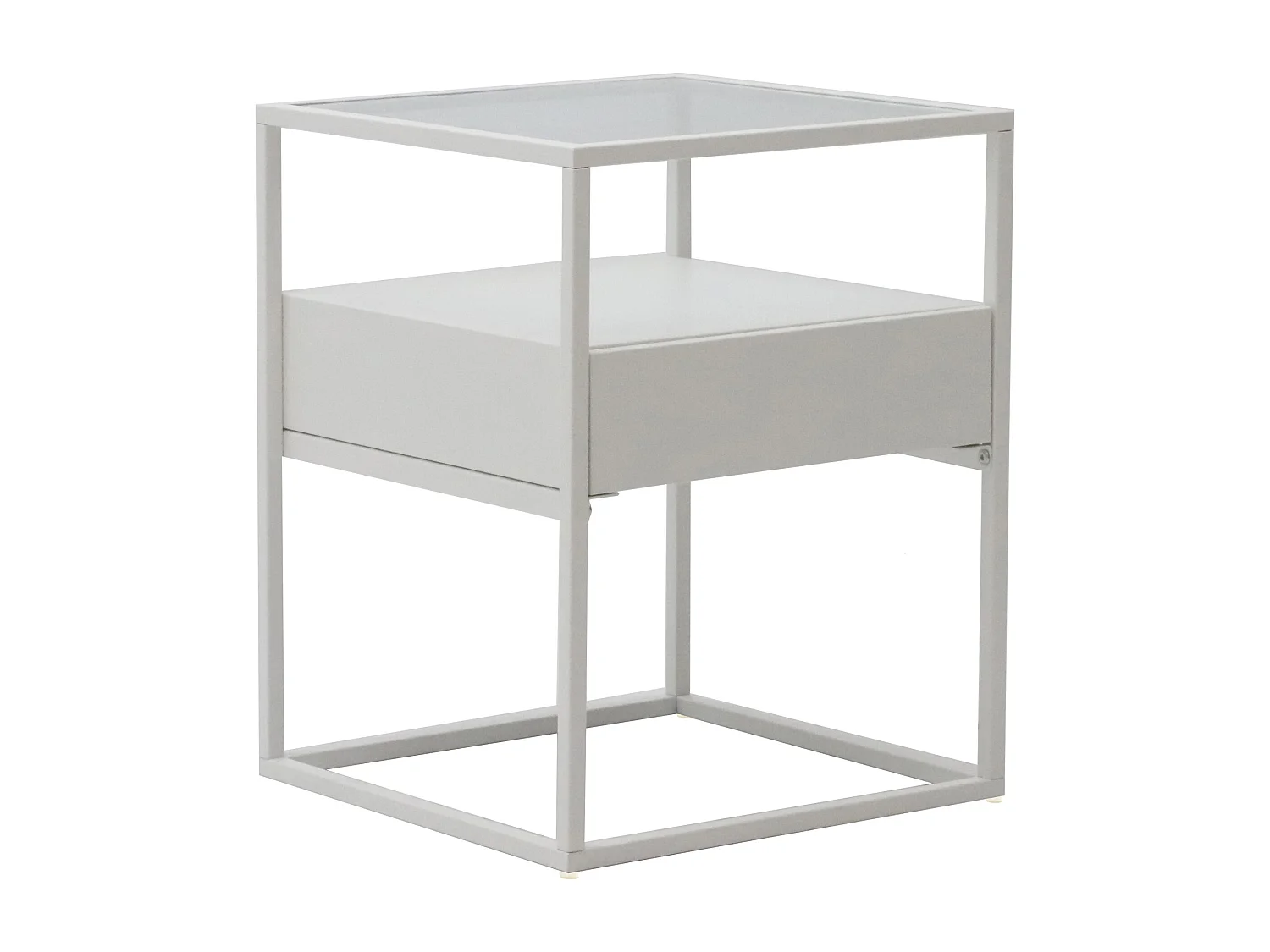Table d'appoint Vissenbjerg acier laqué verre trempé 51 x 40 x 40 cm blanc mat [en.casa]