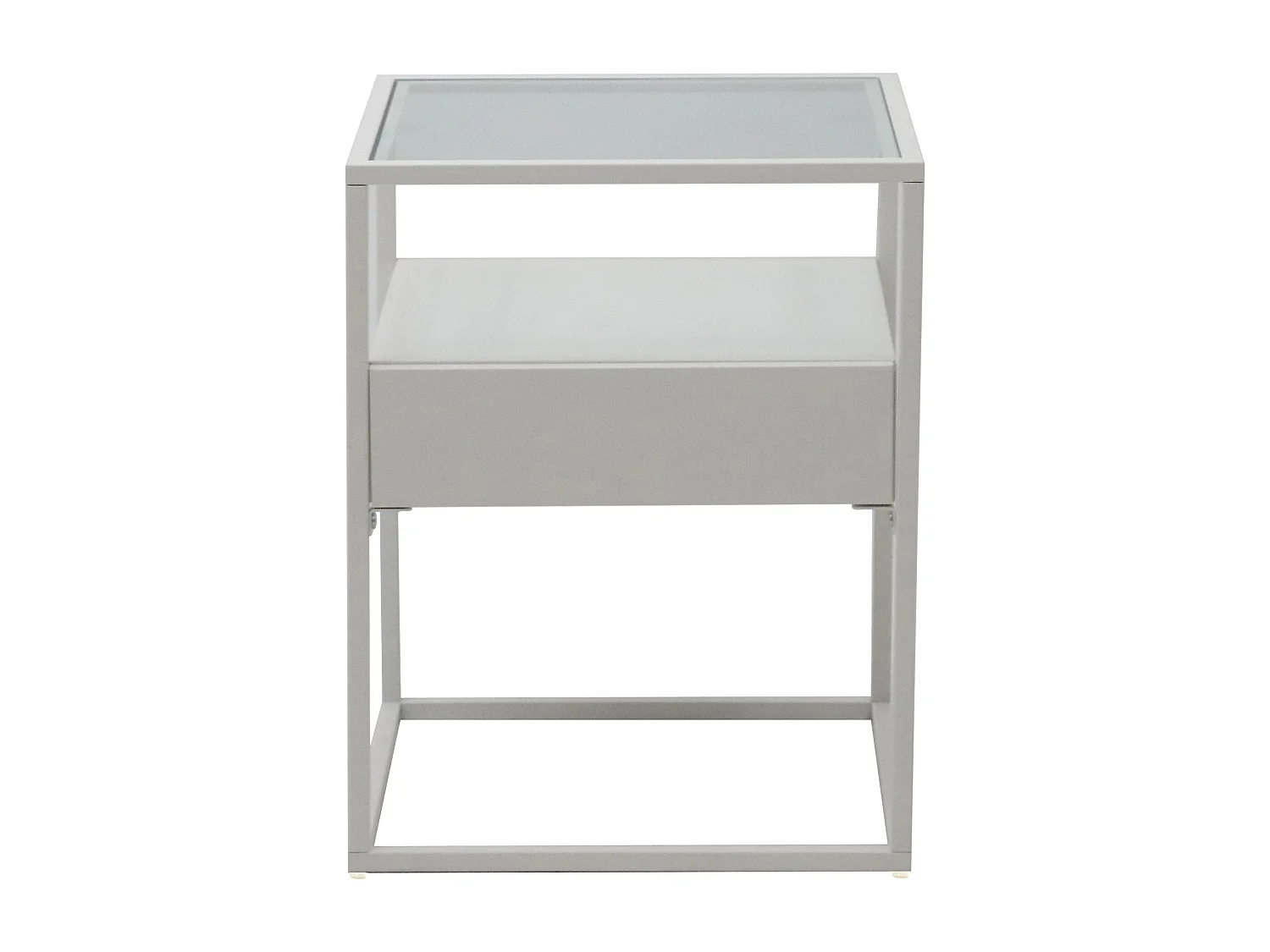 Table d'appoint Vissenbjerg acier laqué verre trempé 51 x 40 x 40 cm blanc mat [en.casa]