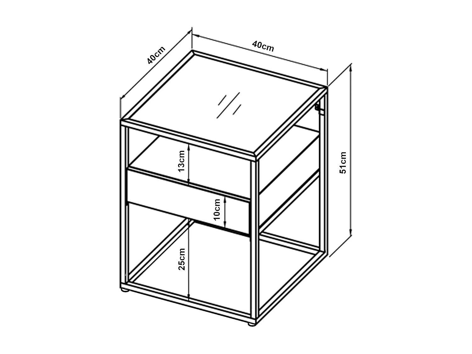 Table d'appoint Vissenbjerg acier laqué verre trempé 51 x 40 x 40 cm blanc mat [en.casa]