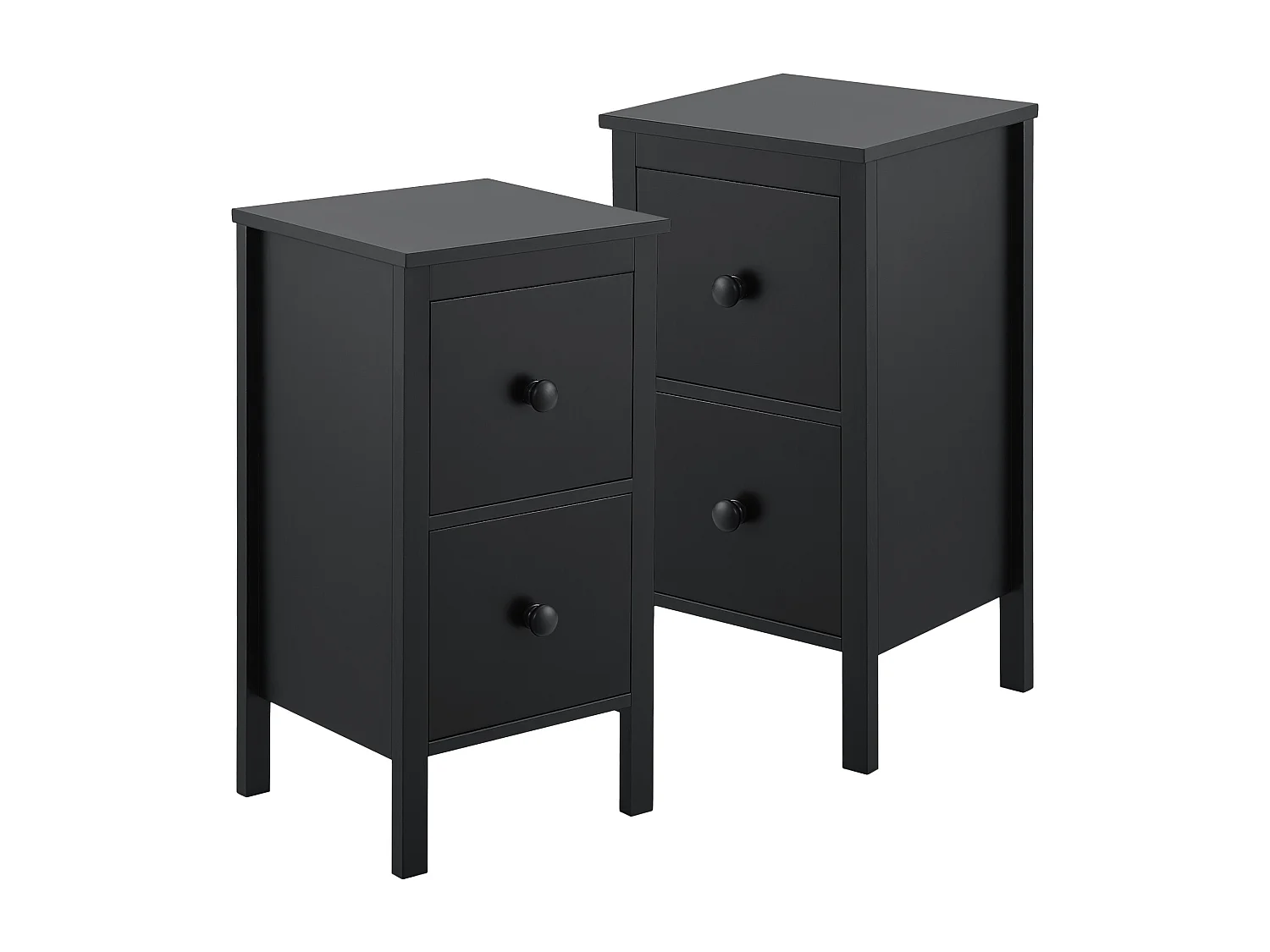 Lot de 2 tables d'appoint Urjala avec 2 tiroirs 52 x 27 x 25 cm noir [en.casa]