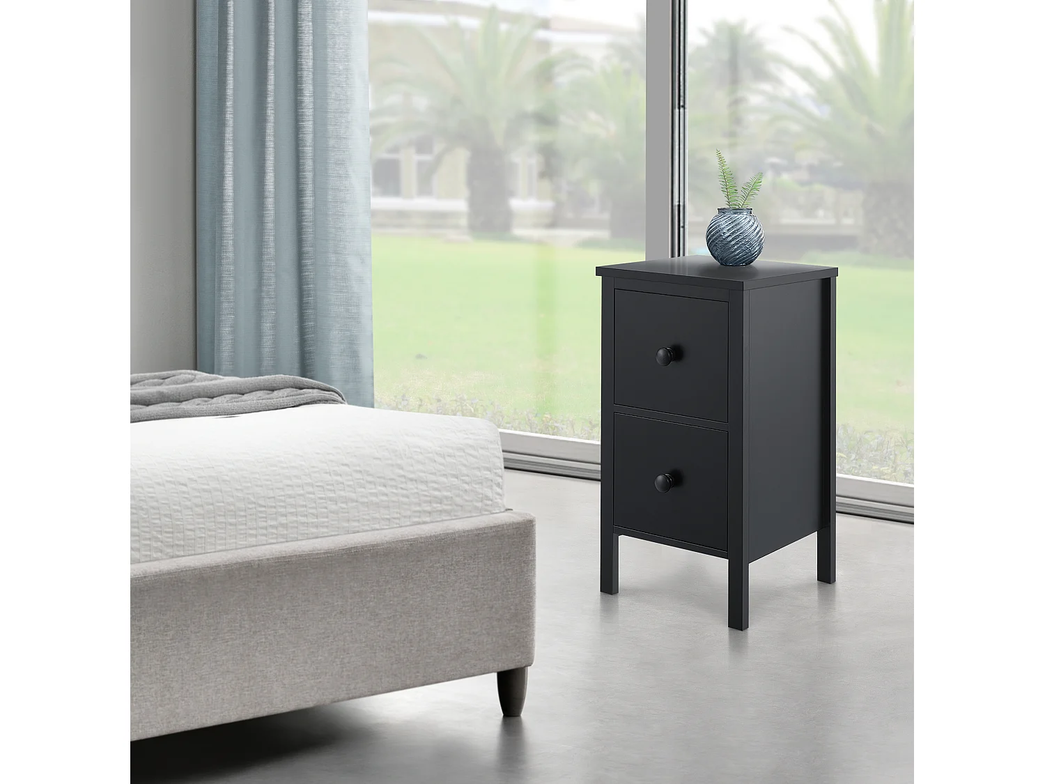 Lot de 2 tables d'appoint Urjala avec 2 tiroirs 52 x 27 x 25 cm noir [en.casa]