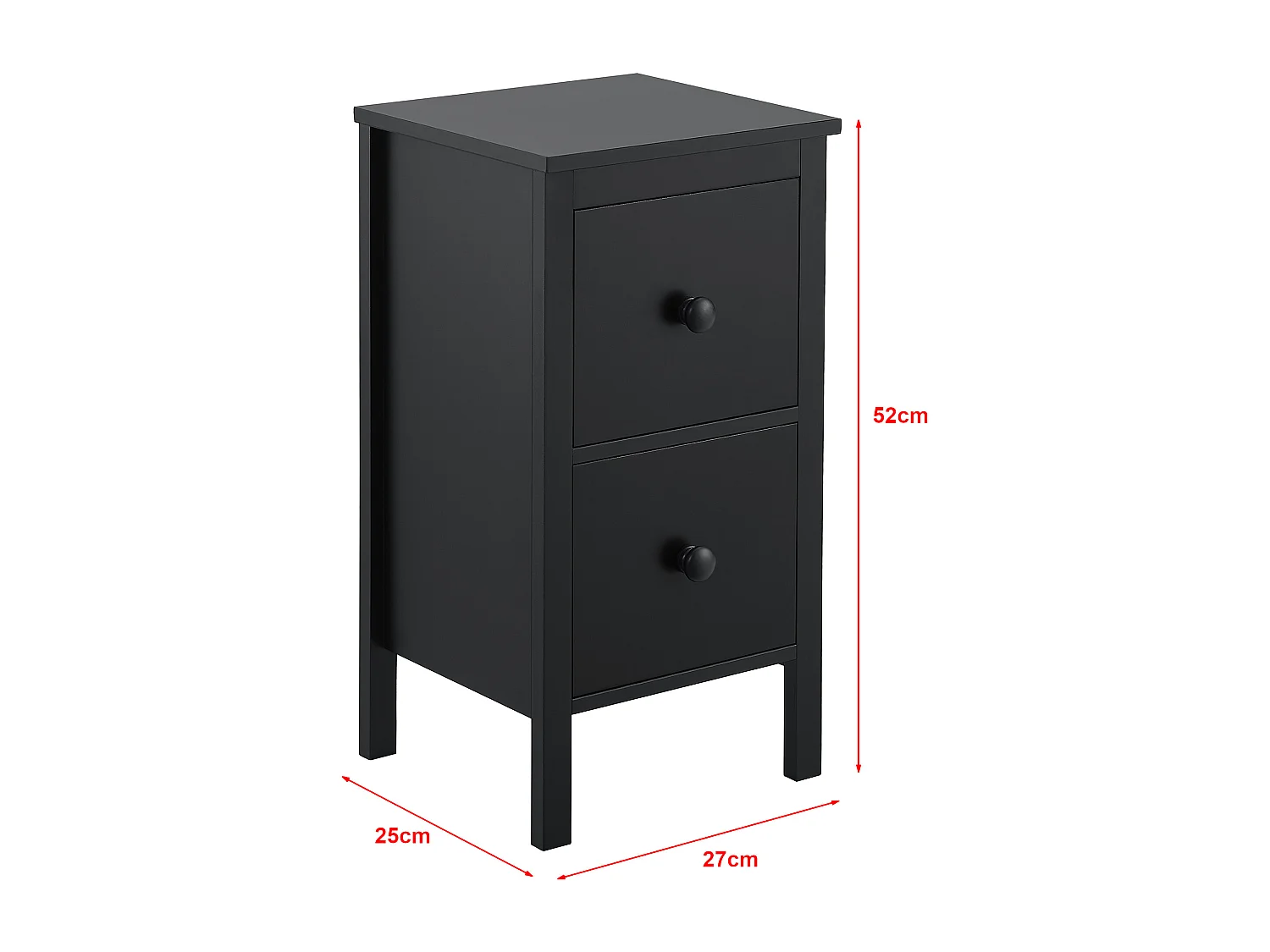 Lot de 2 tables d'appoint Urjala avec 2 tiroirs 52 x 27 x 25 cm noir [en.casa]
