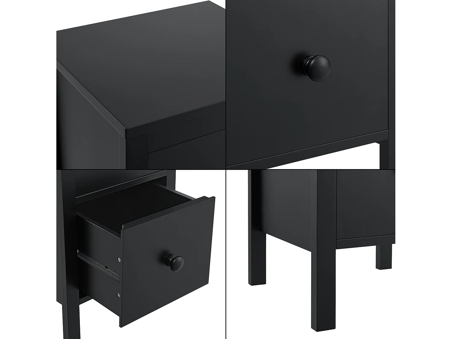 Lot de 2 tables d'appoint Urjala avec 2 tiroirs 52 x 27 x 25 cm noir [en.casa]