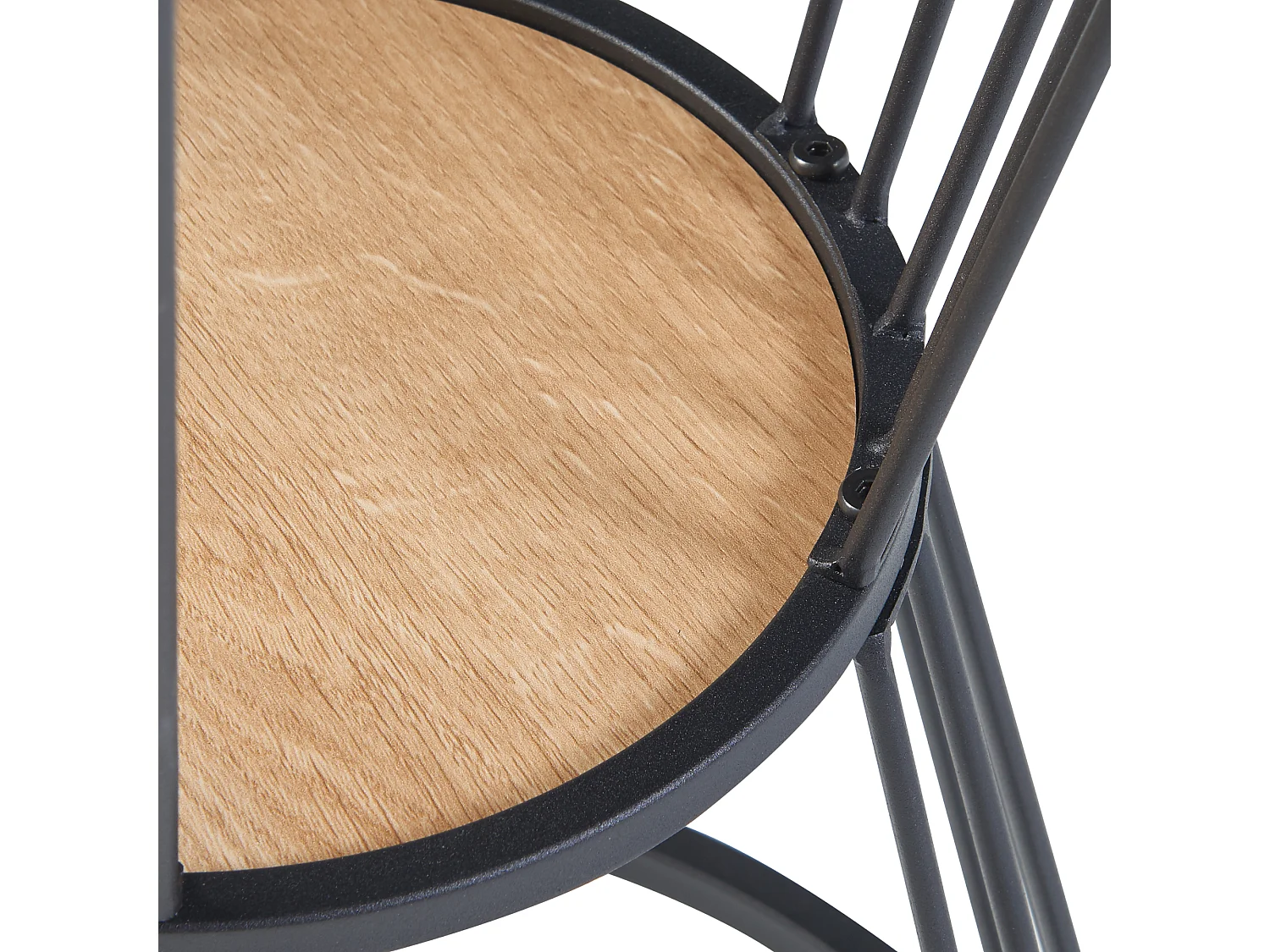 Table d'appoint Fossbergom avec plateau rond et étagère métal MDF 62 x 40 cm noir effet chêne [en.casa]