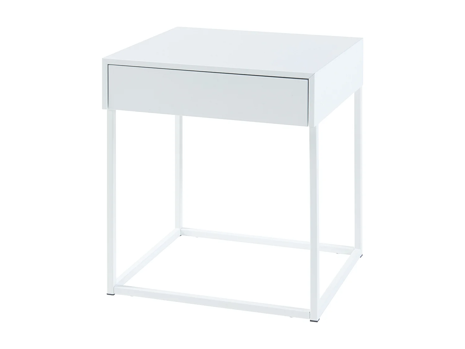 Table d'appoint Rautjärvi avec tiroir acier 50 x 43 x 41 cm blanc mat [en.casa]