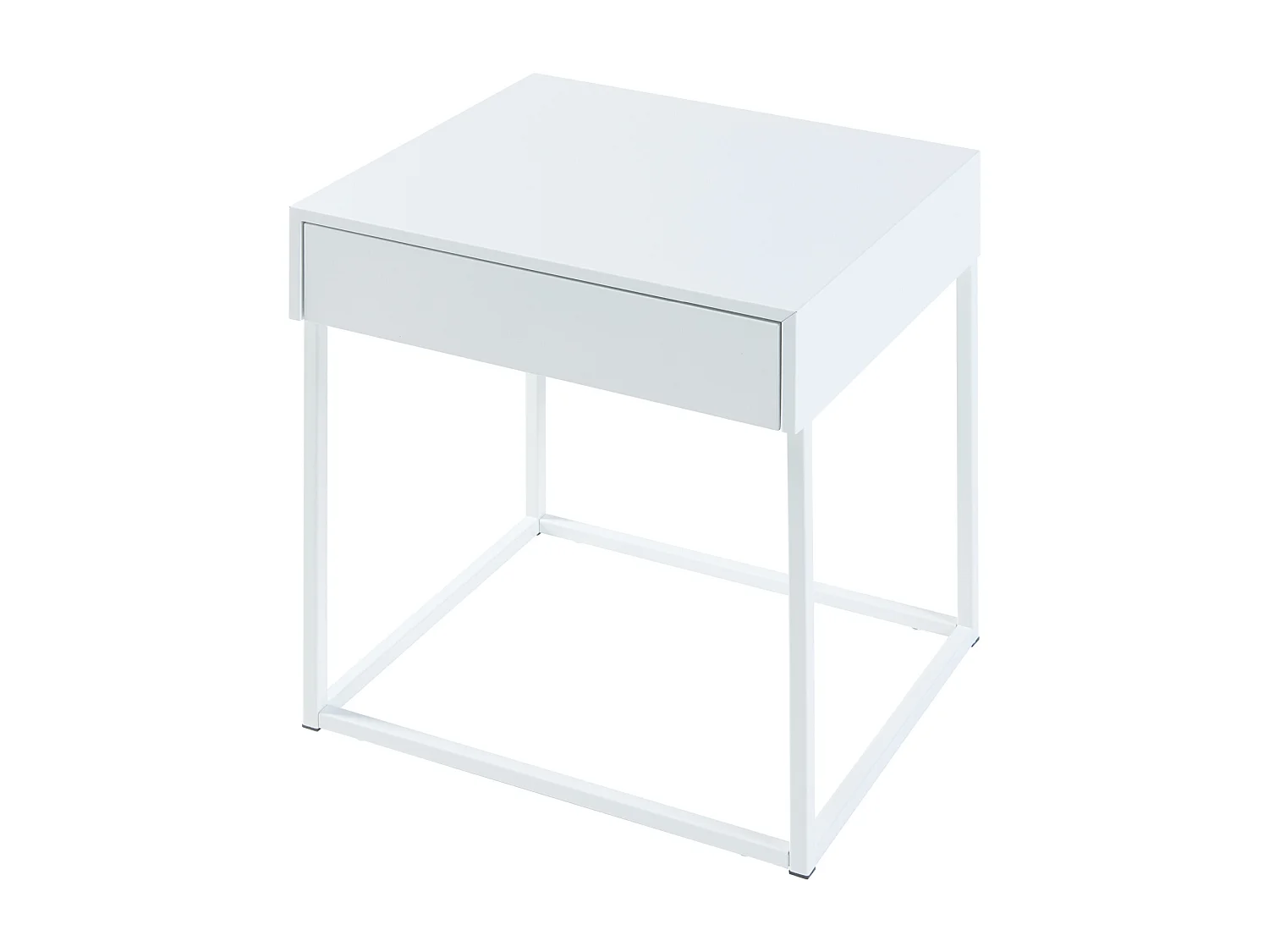 Table d'appoint Rautjärvi avec tiroir acier 50 x 43 x 41 cm blanc mat [en.casa]