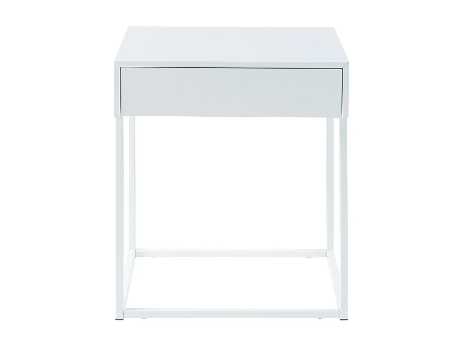 Table d'appoint Rautjärvi avec tiroir acier 50 x 43 x 41 cm blanc mat [en.casa]