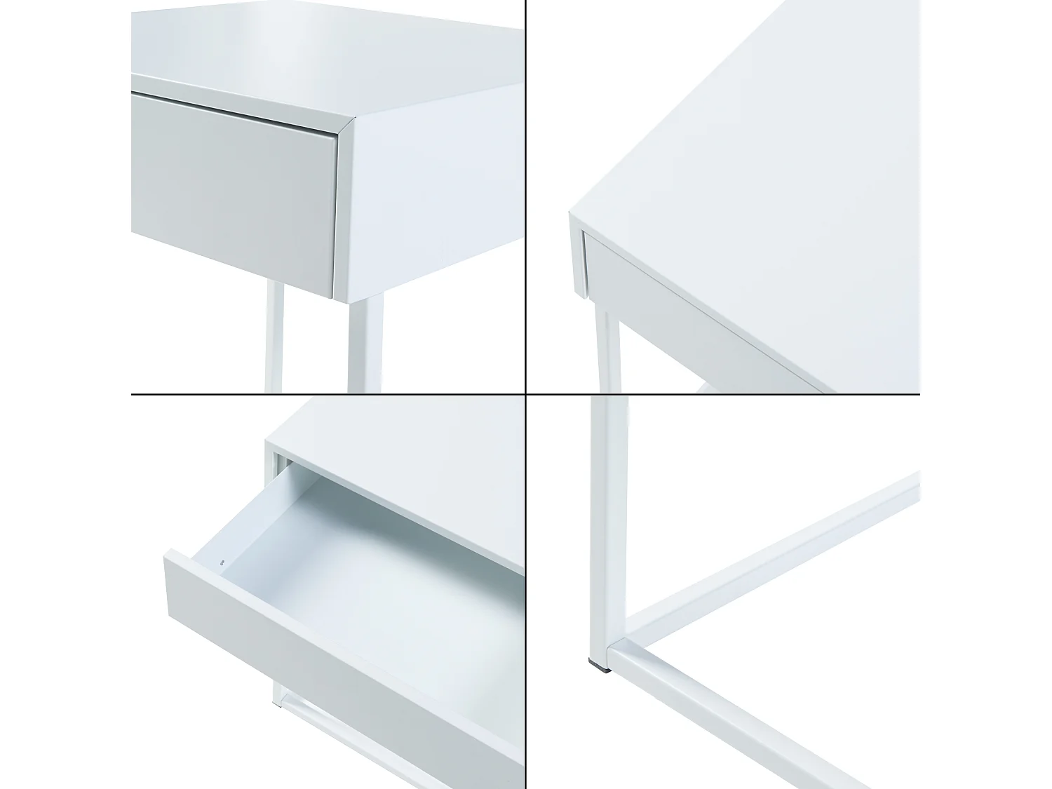 Table d'appoint Rautjärvi avec tiroir acier 50 x 43 x 41 cm blanc mat [en.casa]