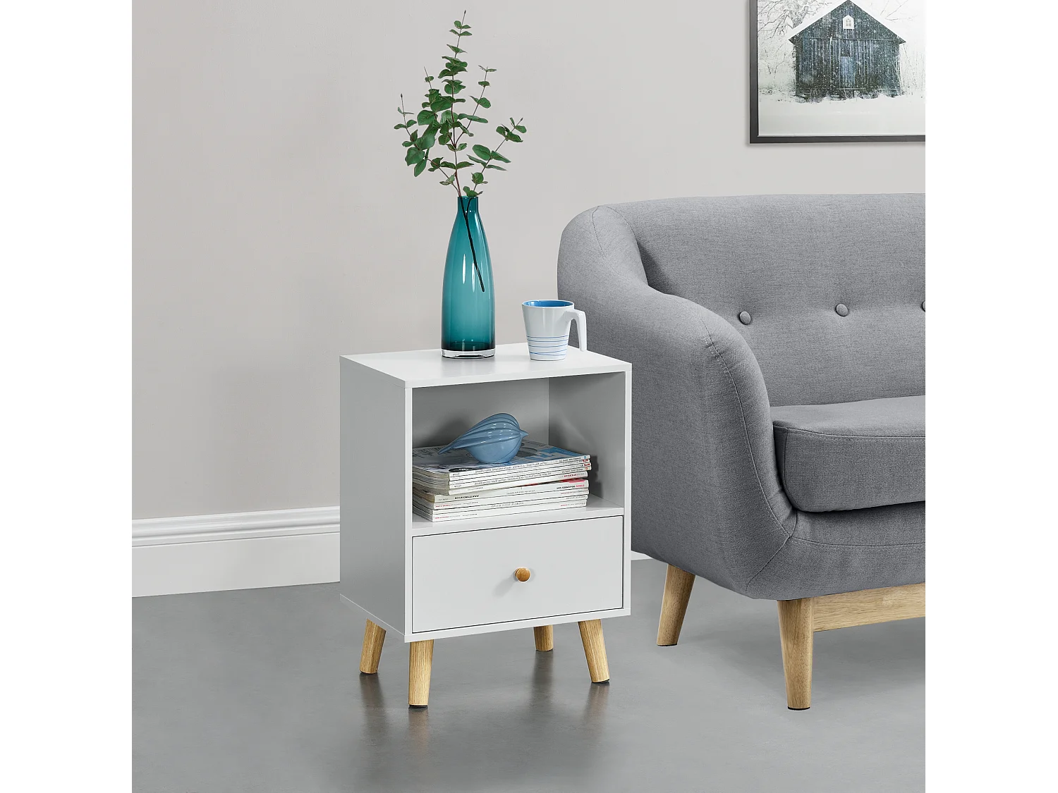 Lot de 2 tables d'appoint Sundsvall 54 x 40 x 30 cm blanc [en.casa]