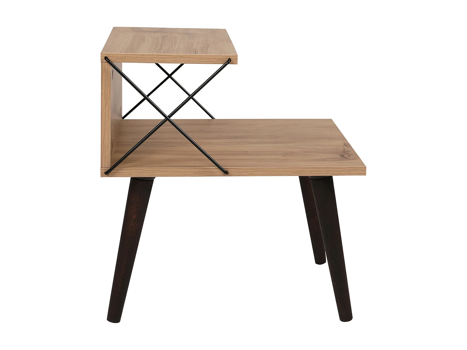 Table d'appoint Bergen avec étagère panneau de particules hêtre 50 x 40 x 55 cm effet bois bois foncé [en.casa]