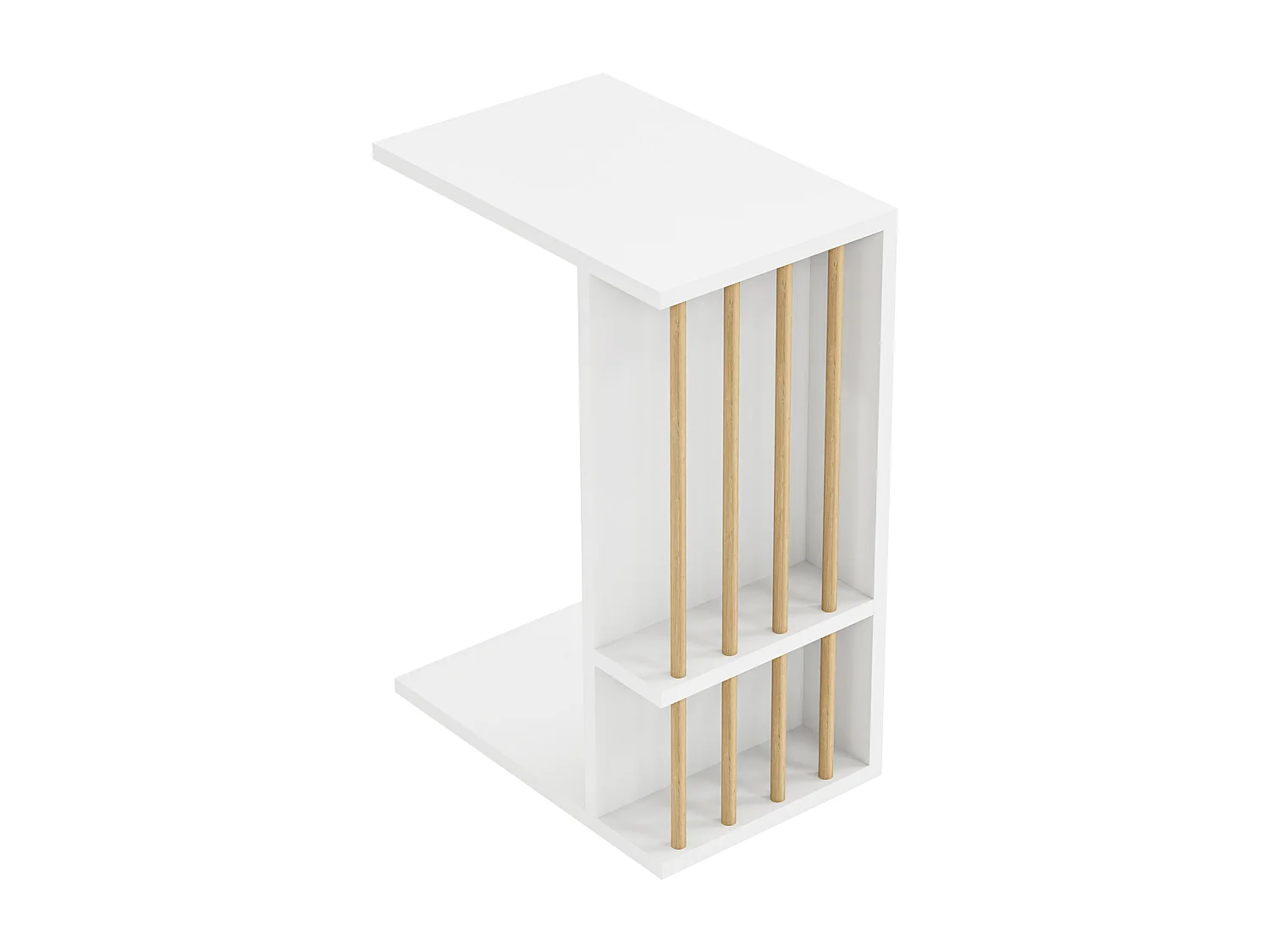 Table d'appoint Siikainen panneau de particules bois plastique 44 x 29 x 65 cm blanc [en.casa]