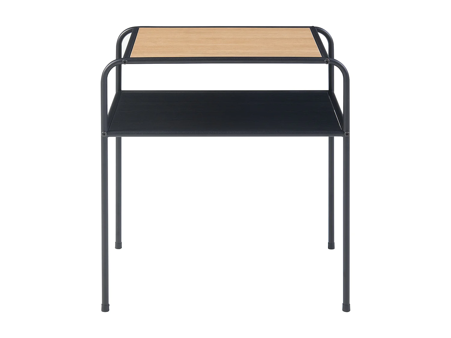 Table d'appoint Krødsherad avec plateau rectangulaire et étagère métal MDF 55 x 51 x 36 cm noir effet chêne [en.casa]