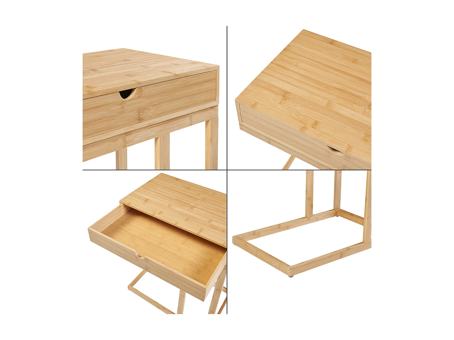 Table d'appoint pour ordinateur portable Kåfjord avec tiroir bambou 68 x 55 x 35 cm naturel [en.casa]