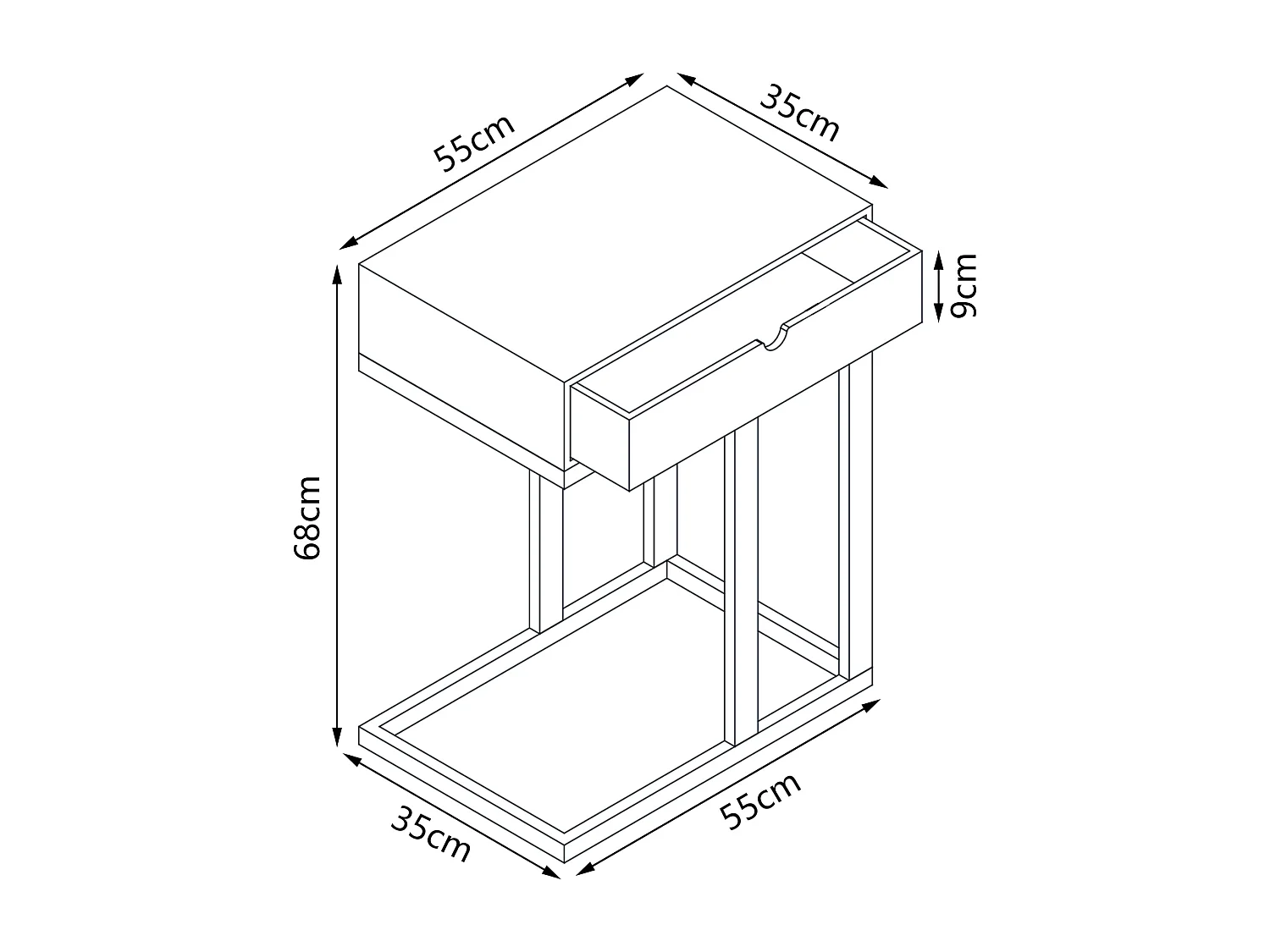 Table d'appoint pour ordinateur portable Kåfjord avec tiroir bambou 68 x 55 x 35 cm naturel [en.casa]