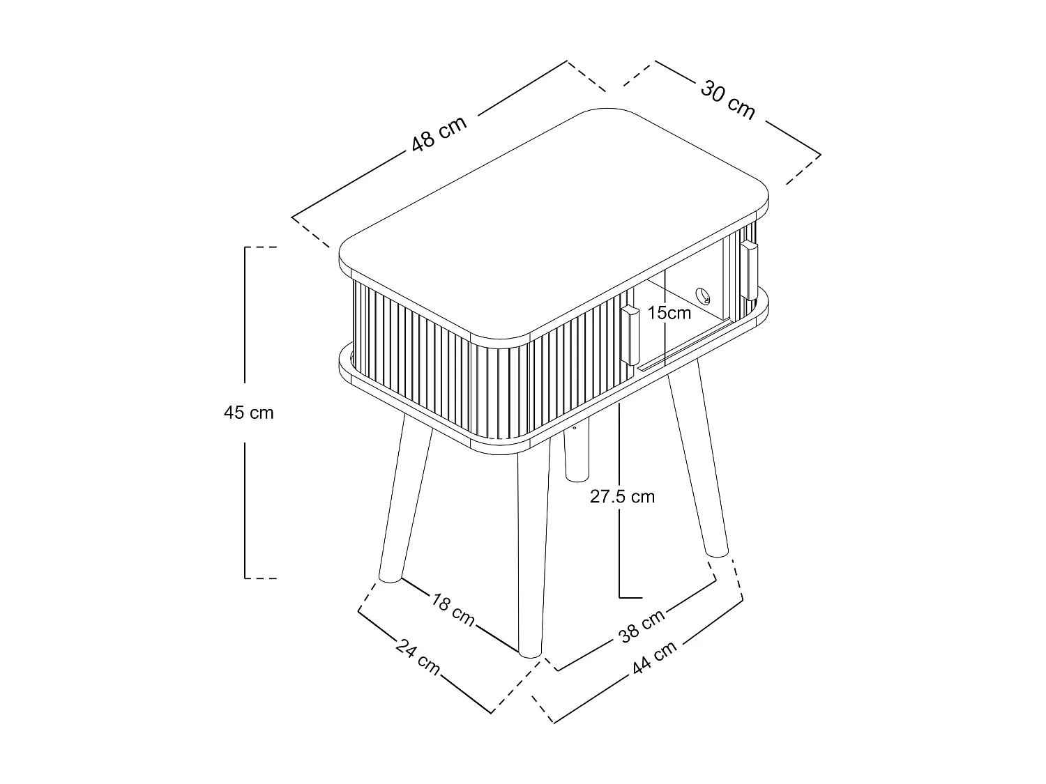 Table d'appoint Nordkapp avec portes coulissantes MDF bambou bois 48 x 30 x 45 cm naturel [en.casa]