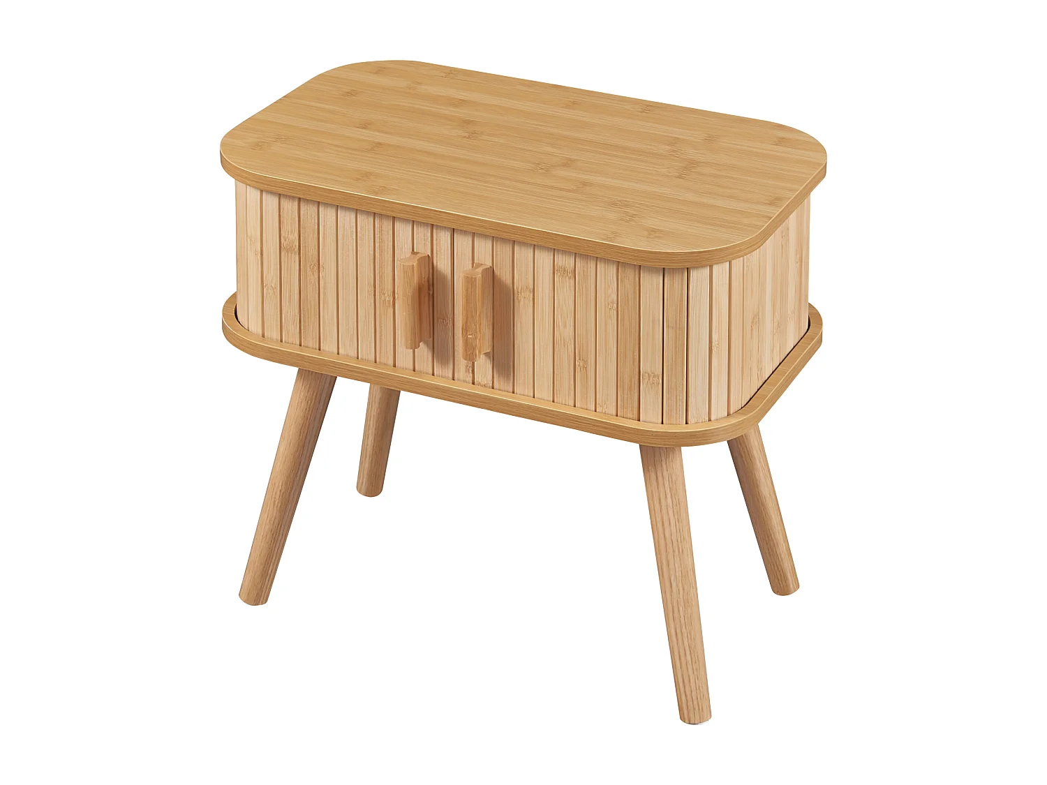 Table d'appoint Nordkapp avec portes coulissantes MDF bambou bois 48 x 30 x 45 cm naturel [en.casa]