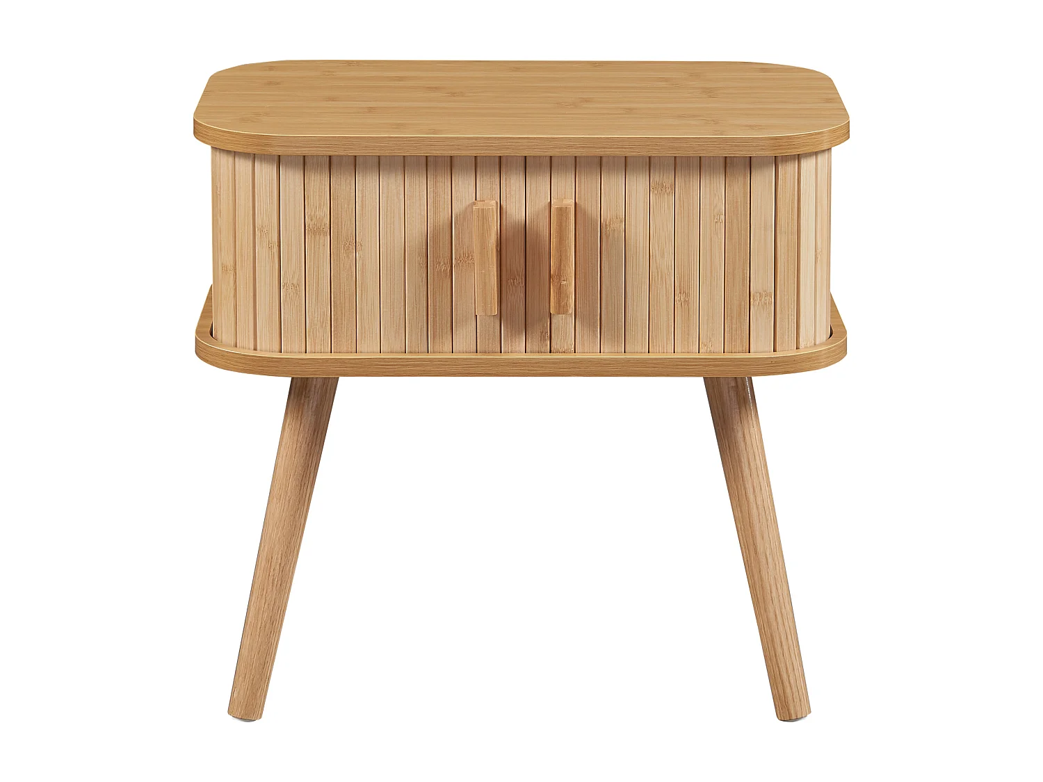 Table d'appoint Nordkapp avec portes coulissantes MDF bambou bois 48 x 30 x 45 cm naturel [en.casa]