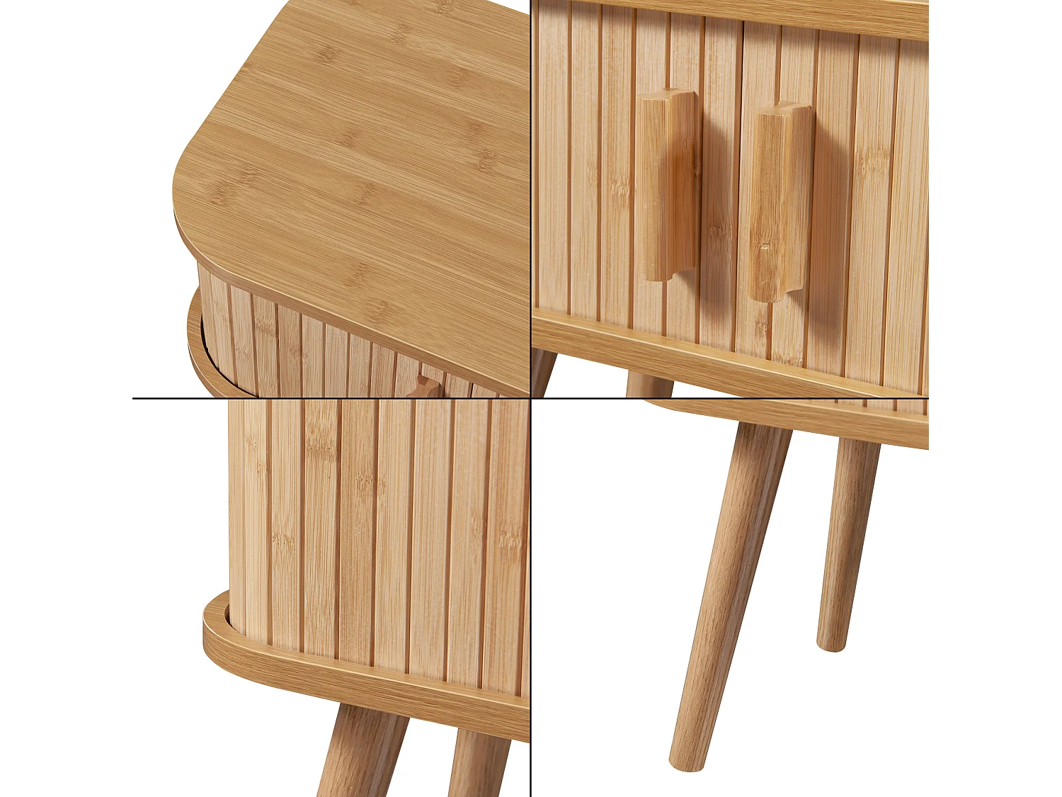 Table d'appoint Nordkapp avec portes coulissantes MDF bambou bois 48 x 30 x 45 cm naturel [en.casa]