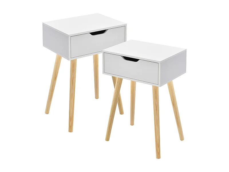 Lot de 2 tables d'appoint Östersund 60 x 40 x 30 cm blanc [en.casa]