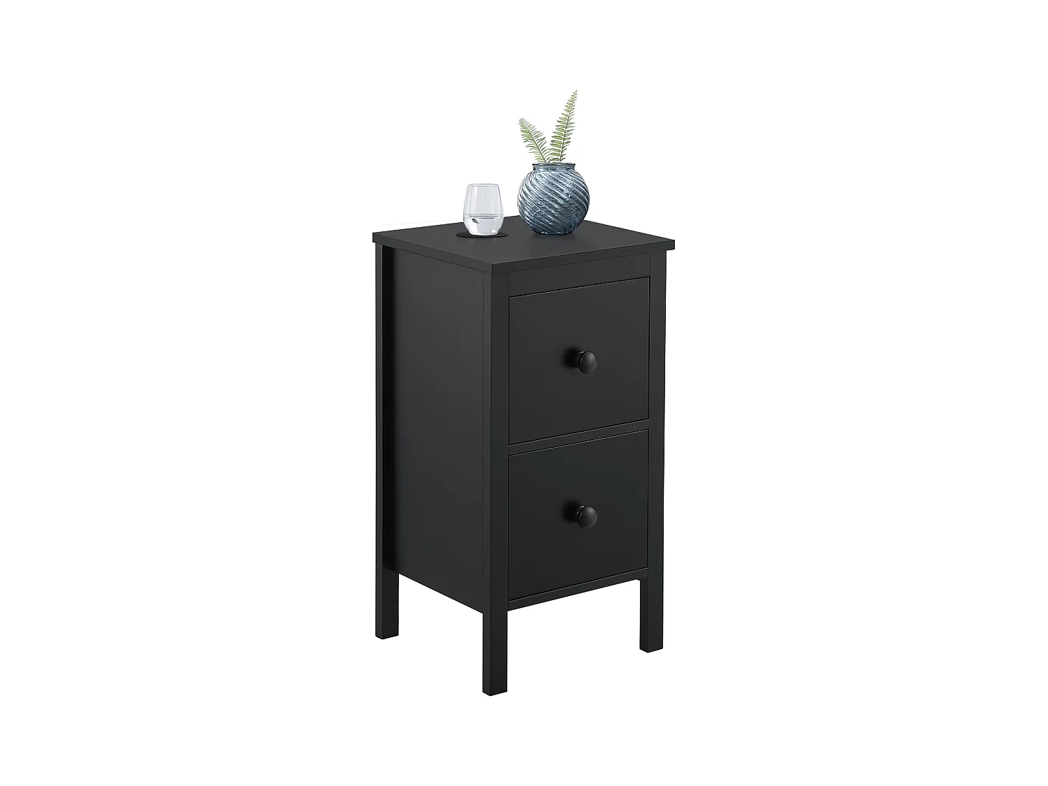 Table d'appoint Urjala avec 2 tiroirs 52 x 27 x 25 cm noir [en.casa]