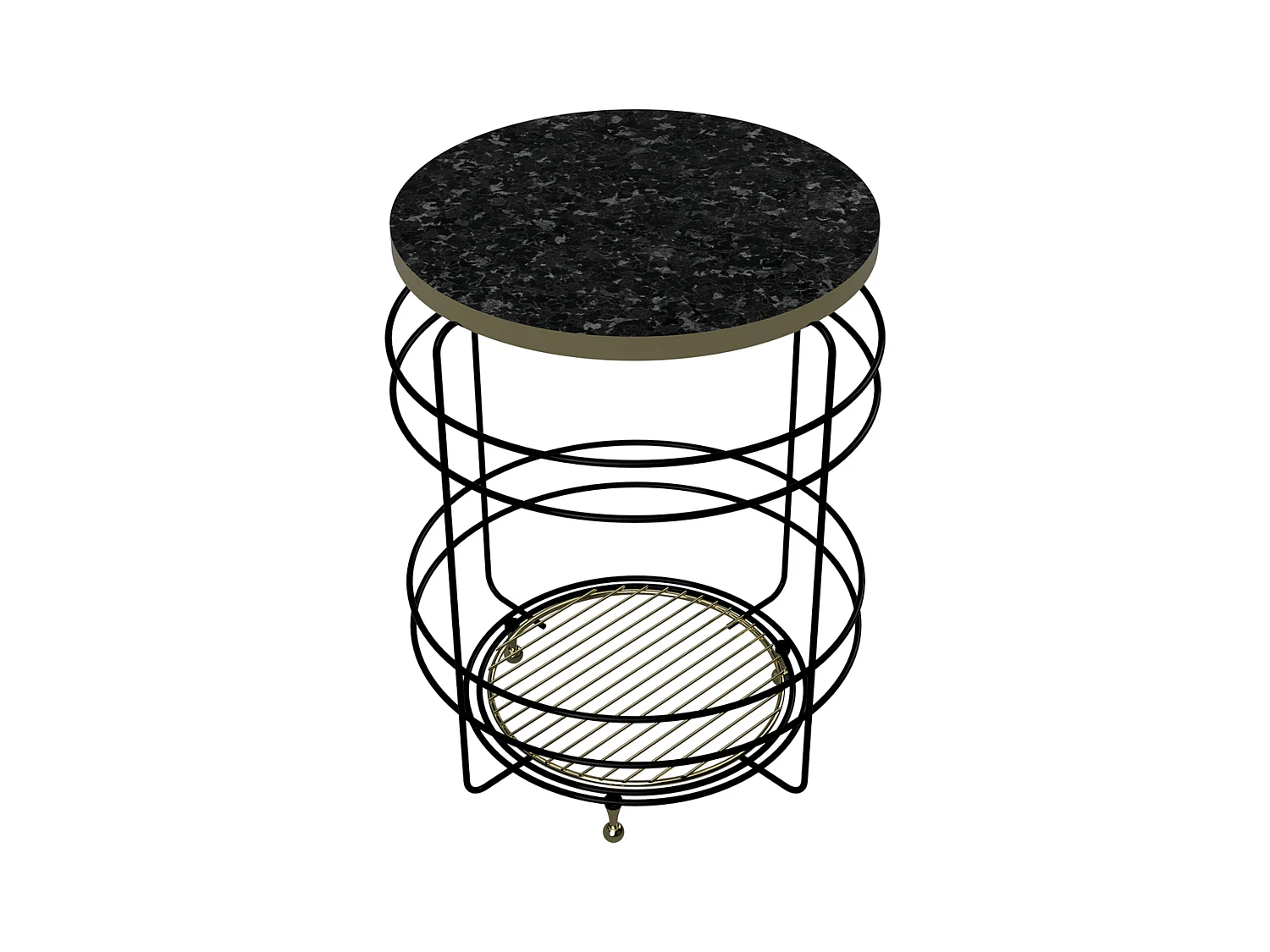 Table d'appoint Padasjoki avec panier de rangement 55 x 40 cm effet marbre noir or [en.casa]