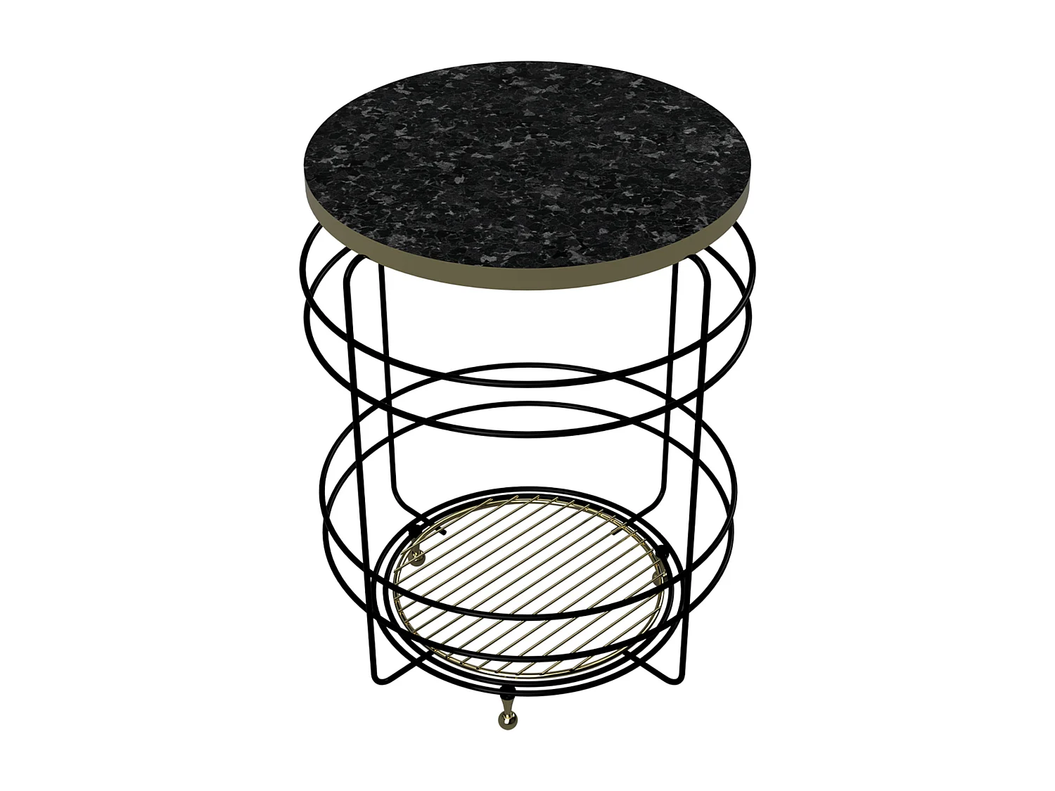 Table d'appoint Padasjoki avec panier de rangement 55 x 40 cm effet marbre noir or [en.casa]