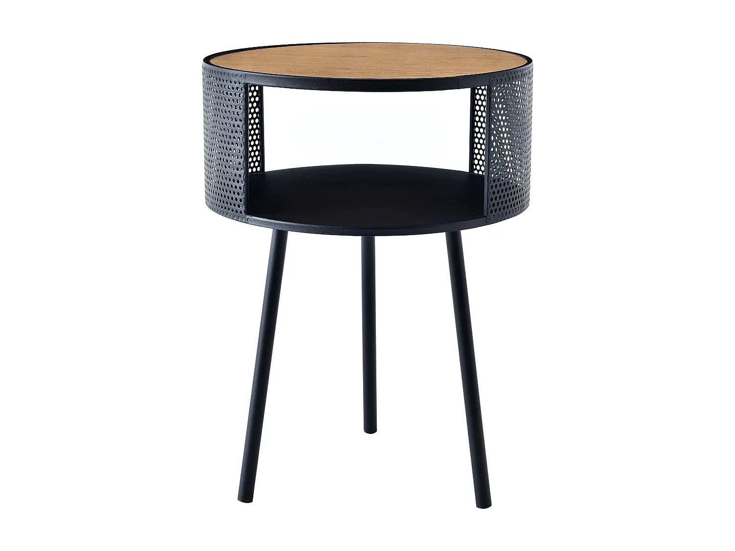 Table d'appoint Bjørnsund avec espace de stockage intérieur 45 x 34 cm noir effet bois [en.casa]
