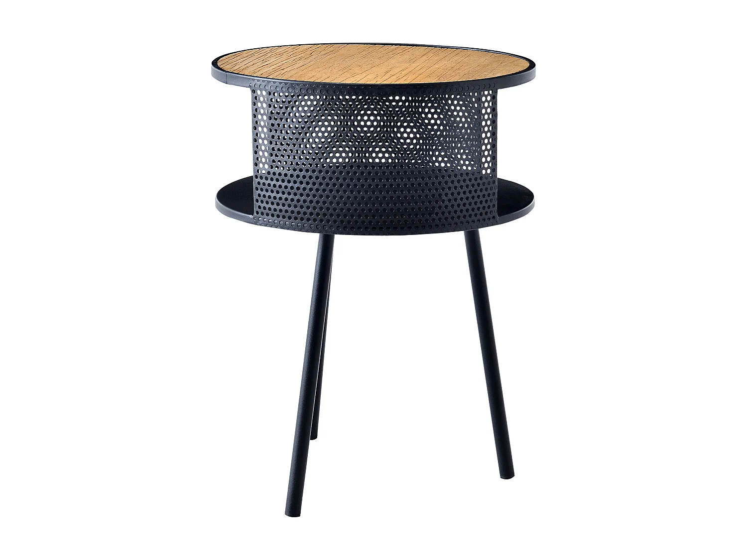 Table d'appoint Bjørnsund avec espace de stockage intérieur 45 x 34 cm noir effet bois [en.casa]
