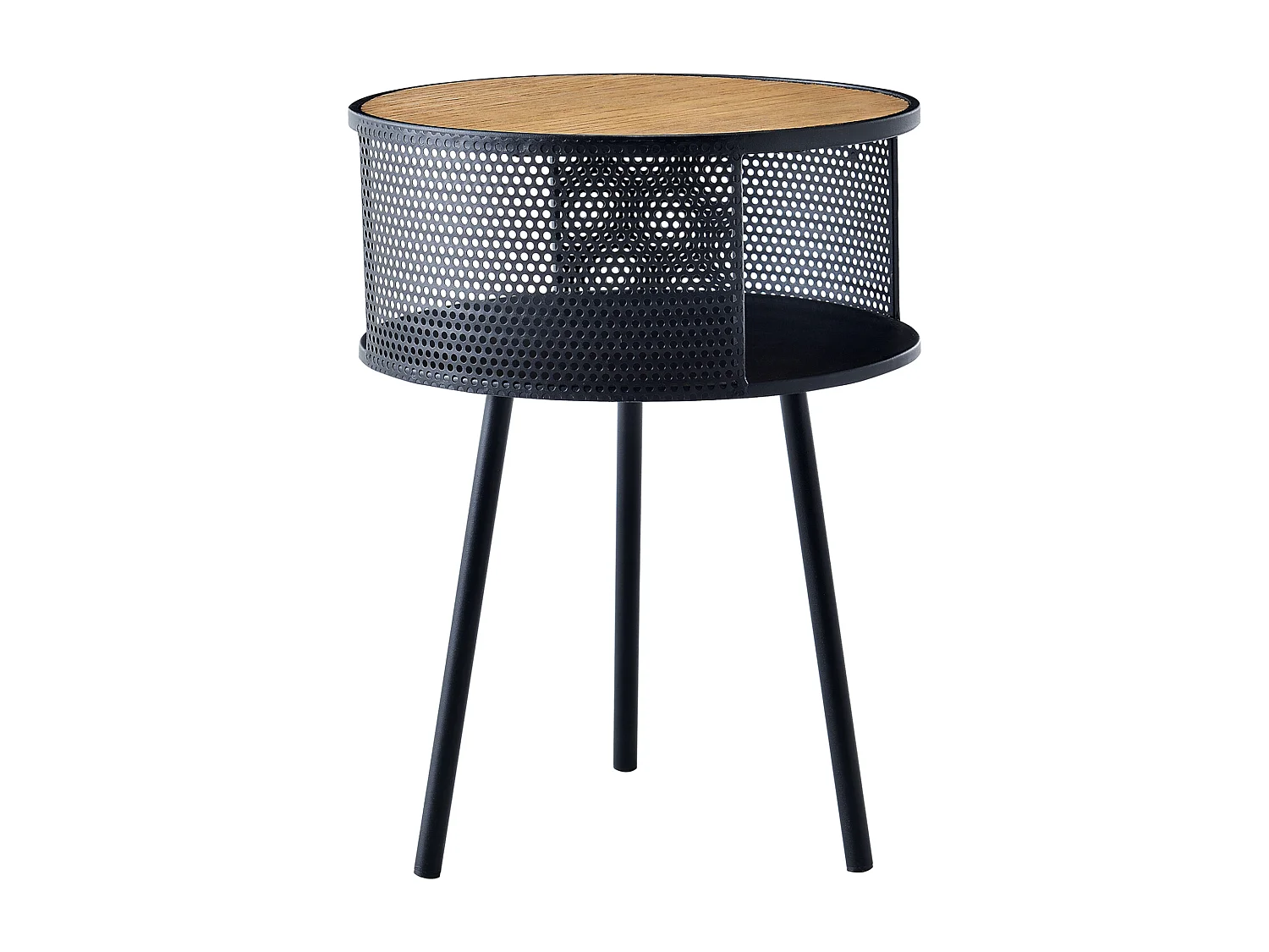Table d'appoint Bjørnsund avec espace de stockage intérieur 45 x 34 cm noir effet bois [en.casa]
